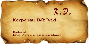 Korponay Dávid névjegykártya
