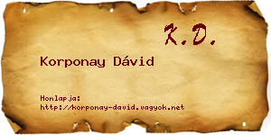 Korponay Dávid névjegykártya